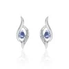 9ct White Gold Pear Cut Tanzanite and Diamond 0.01ct Cross Over Earrings