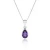 9ct White Gold Pear Cut Amethyst Rub Over Pendant