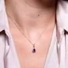 9ct Yellow Gold Amethyst and Diamond Halo Pendant