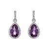 9ct White Gold Pear Cut Amethyst and Diamond Earrings