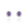 9ct White Gold Amethyst and Diamond Halo Earrings