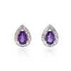 9ct Yellow Gold Amethyst and Diamond Halo Stud Earrings