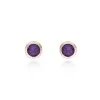 9ct Yellow Gold Amethyst Rub Over Stud Earrings
