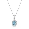 9ct White Gold 1.05ct Blue Topaz & Cubic Zirconia Halo Pendant
