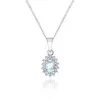 9ct White Gold Diamond 0.06ct and Aquamarine Halo Pendant