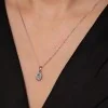 9ct White Gold Diamond 0.06ct and Amethyst Halo Pendant 1