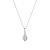 9ct White Gold 0.85ct Oval Aquamarine & Diamond Pendant