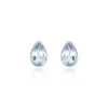 9ct White Gold Pear Cut Aquamarine Rub Over Stud Earrings