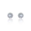 9ct White Gold Diamond 0.17ct and Aquamarine Halo Earrings