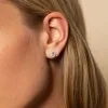 9ct White Gold Diamond 0.23ct and Aquamarine Halo Earrings