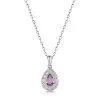 18ct White Gold Pear Cut 0.45ct Pink Sapphire with Diamond Halo Pendant