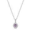 18ct White Gold Round Brilliant 0.50ct Pink Sapphire with 0.25ct Diamond Halo Pendant