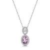 18ct White Gold Oval Cut 0.90ct Pink Sapphire with 0.30ct Diamond Halo Pendant