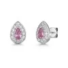 18ct White Gold Pear Cut Pink Sapphire 0.50ct with Diamond Halo Earrings