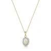 9ct Yellow Gold 1.25ct Oval Opal and Round Brilliant Diamond Halo Pendant