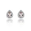 18ct White Gold Morganite 2.96ct Diamond Pear Halo Earrings