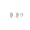 18ct White Gold Oval Cut 0.30ct Opal with 0.07ct Diamond Halo Earrings