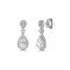 9ct White Gold Cubic Zirconia Pear Shape Halo Drop Earrings