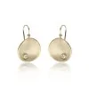 9ct Yellow Gold Cubic Zirconia Brushed Disc Drop Earrings 1