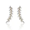9ct Yellow Gold Cubic Zirconia Leaf Climber Earrings