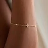 9ct Yellow Gold Cubic Zirconia Staggered Flower Bracelet