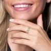 9ct Yellow Gold Cubic Zirconia Aztec Ring