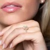 9ct Yellow Gold Cubic Zirconia Emerald Cut Halo Solitaire Ring