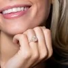 9ct Yellow Gold Cubic Zirconia Emerald Cut Halo Solitaire Ring