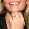 9ct White Gold Brilliant and Pear Cut Cubic Zirconia Three Stone Ring