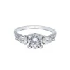 9ct White Gold Brilliant and Pear Cut Cubic Zirconia Three Stone Ring