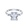 9ct White Gold Emerald Cut Cubic Zirconia Ring