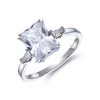 9ct White Gold Emerald Cut Cubic Zirconia Ring