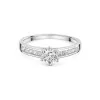 9ct White Gold 5mm Round Cubic Zirconia Solitaire Ring with Channel Set Shoulders