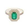 9ct Yellow Gold Emerald Cut Coloured Cubic Zirconia Double Halo Solitaire Ring