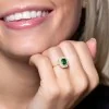 9ct Yellow Gold Emerald Cut Coloured Cubic Zirconia Double Halo Solitaire Ring