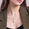 Gold Plated Silver 10mm Pearl & Cubic Zirconia Drop Necklet