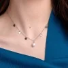 Silver 7-7.5mm Pearl Necklet with Disc Design
