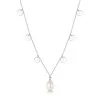 Silver 7-7.5mm Pearl Necklet with Disc Design