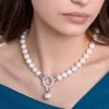 Silver 10-11mm Pearl & Cubic Zirconia Necklet with Detachable Pendant