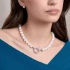 Silver 10-11mm Pearl & Cubic Zirconia Necklet with Detachable Pendant