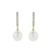 9ct Yellow Gold Pearl And Diamond 0.08ct Drop Earrings