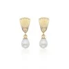 9ct Yellow Gold Freshwater Pearl Shell Drop Earrings
