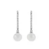 9ct White Gold Pearl and Cubic Zirconia Drop Earrings