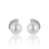9ct White Gold Pearl and Diamond 0.08ct Stud Earrings