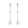 9ct White Gold Pearl And Diamond 0.10ct Long Drop Earrings