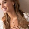 9ct White Gold Pearl And Diamond 0.10ct Long Drop Earrings