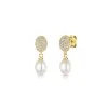 Silver Gold Plated 6-6.5mm Pearl & Cubic Zirconia Drop Earrings