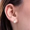9ct Yellow Gold 6.5-7mm Pearl& Cubic Zirconia Earrings