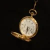 Jean Pierre Hunter Gold Plated 17 Jewelled Mechanical Half Hunter Pocket Watch with Chain G103PM