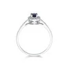 9ct White Gold Oval Cut Sapphire 0.13ct Diamond Halo Ring